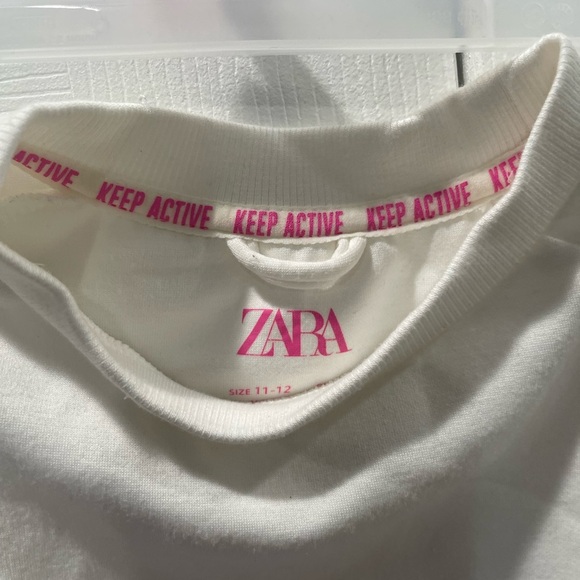 Zara White and Pink Sweatshirt with Graphic Design - Picture 4 of 13